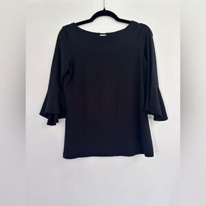 Lilly Pulitzer Black Ruffled Flutter Sleeve Blouse